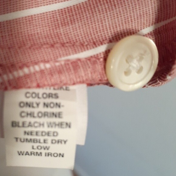 Gap top sleeveless striped cotton button-down pink/red large l career office - Picture 3 of 7
